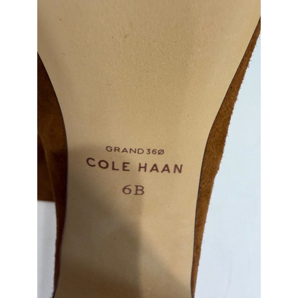 Cole Haan Georgette  Boot Womens 6 Brown Tobacco Suede Block Heel Tall Classic - Picture 10 of 12